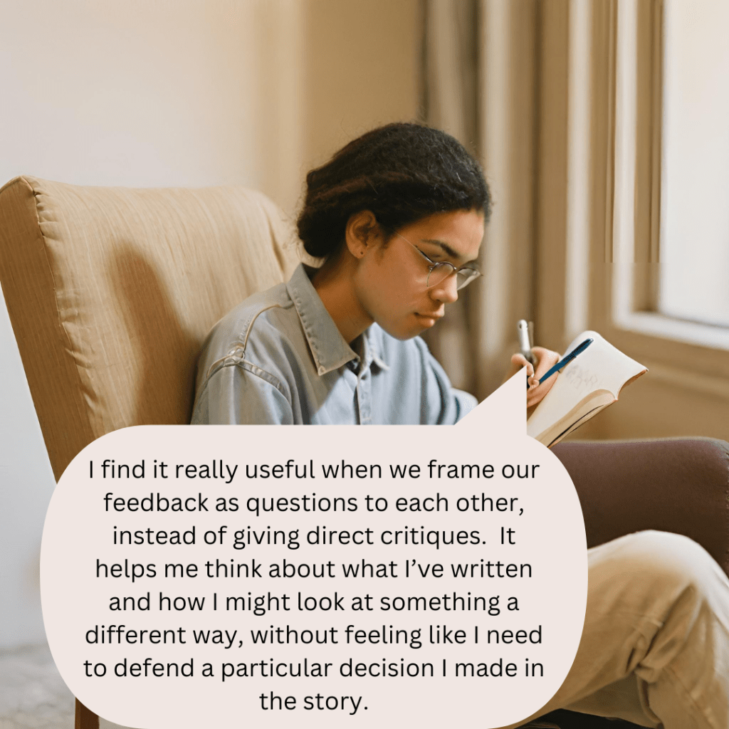 Student A suggests asking questions instead of offering direct critiques.