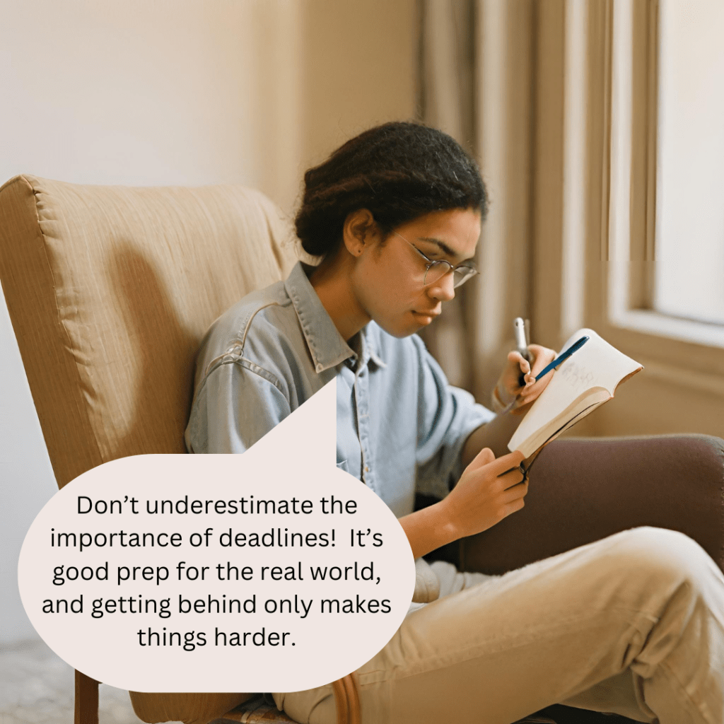 Student A emphasizes the importance of deadlines.