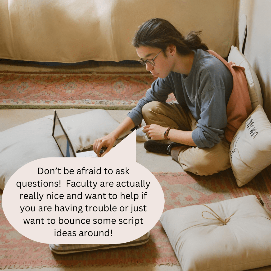 Student B encourages asking questions.