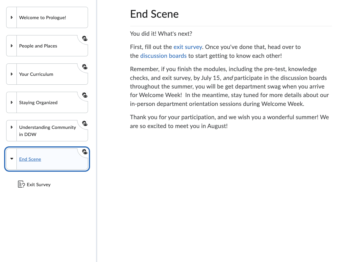 Students navigate to the end of Prologue
